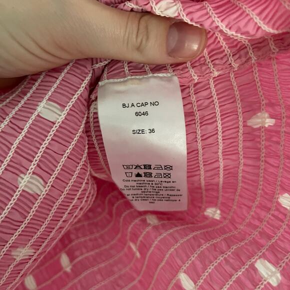 Ganni Polka Dot Print Balloon Sleeve Smocked Blouse - Picture 6 of 9